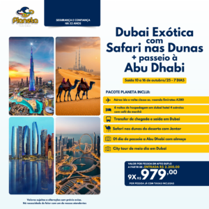 Pacote para Dubai com Safari nas Dunas e passeio à Abu Dhabi