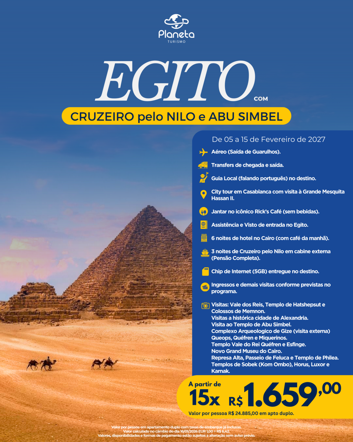 Pacote Completo para o Egito com Cruzeiro pelo Nilo Pacote Completo para o Egito com Cruzeiro pelo Nilo