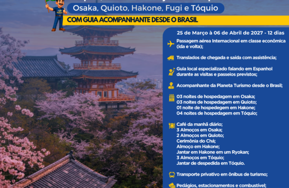 Pacote para o Japão com Aéreo e Guia Acompanhante