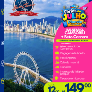 Pacote para Balneário Camboriú com Aéreo e Beto Carrero