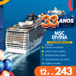 Cruzeiro MSC Divina com Pacote de Bebidas Incluso
