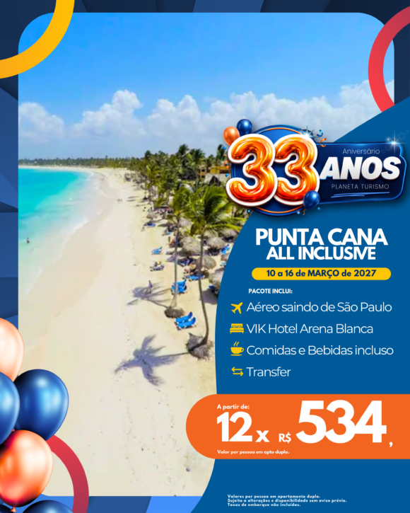 Pacote para Punta Cana All Inclusive com Aéreo em 2027 Pacote para Punta Cana All Inclusive com Aéreo em 2027