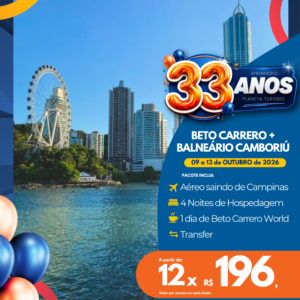 Pacote para Balneário Camboriú com Aéreo e Beto Carrero
